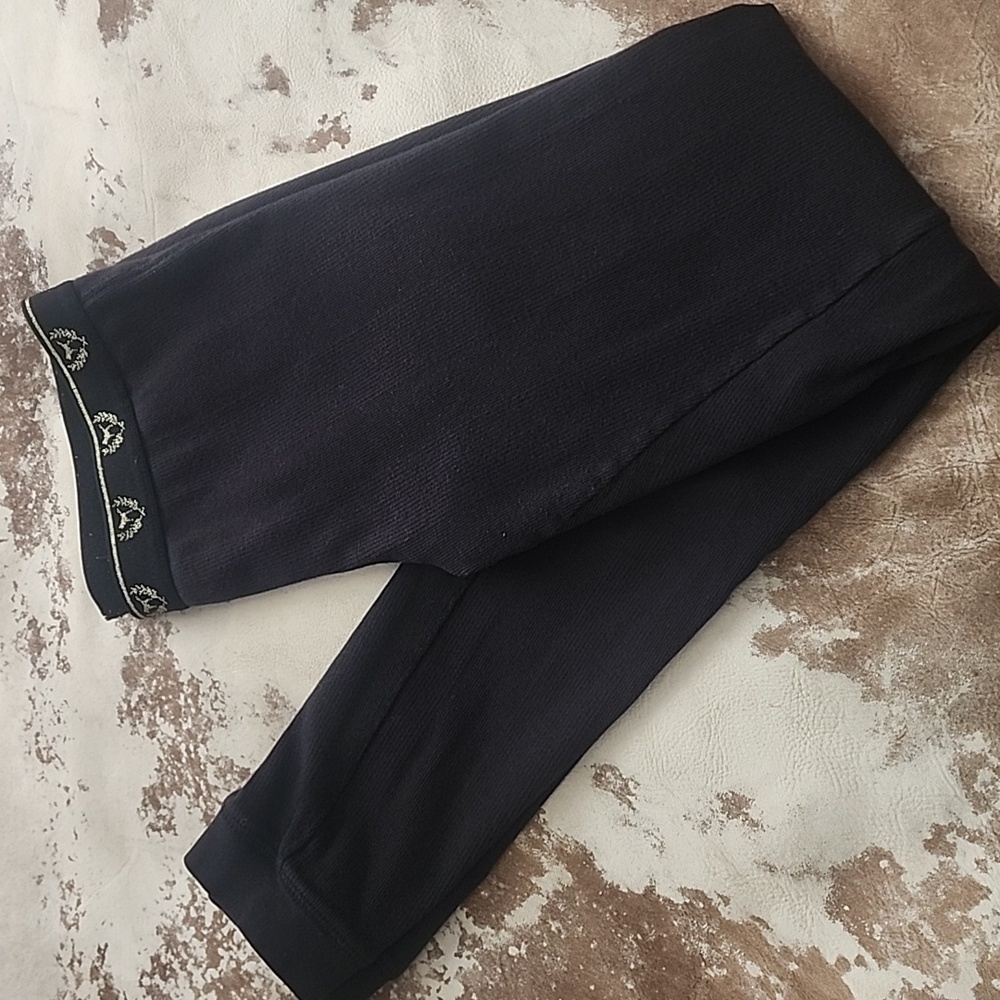 RARE Vintage Ribbed Black Pink VS Leggings/Thermals. Size: M